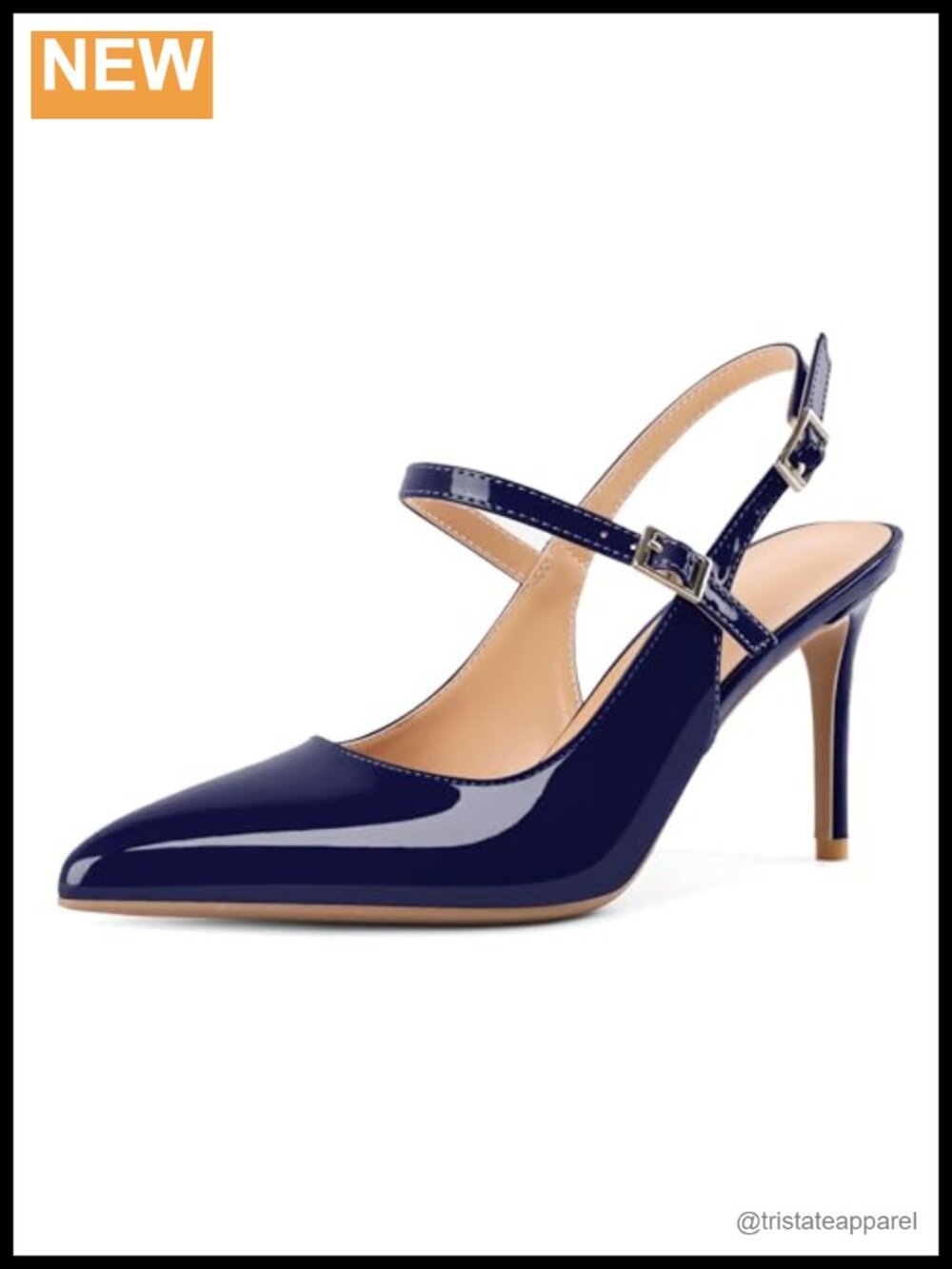 Slingback High Heels 3 Inch Stiletto Pointed Toe Ankle Strap Party Office Pump
